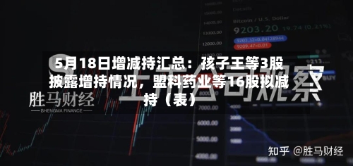 5月18日增减持汇总：孩子王等3股披露增持情况，盟科药业等16股拟减持（表）