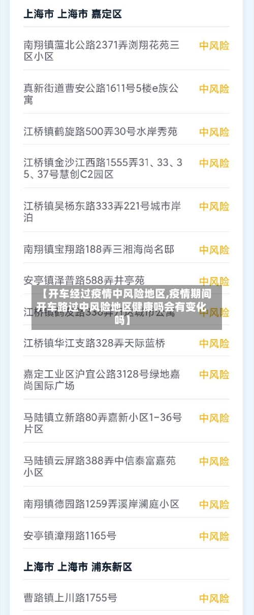 【开车经过疫情中风险地区,疫情期间开车路过中风险地区健康吗会有变化吗】
